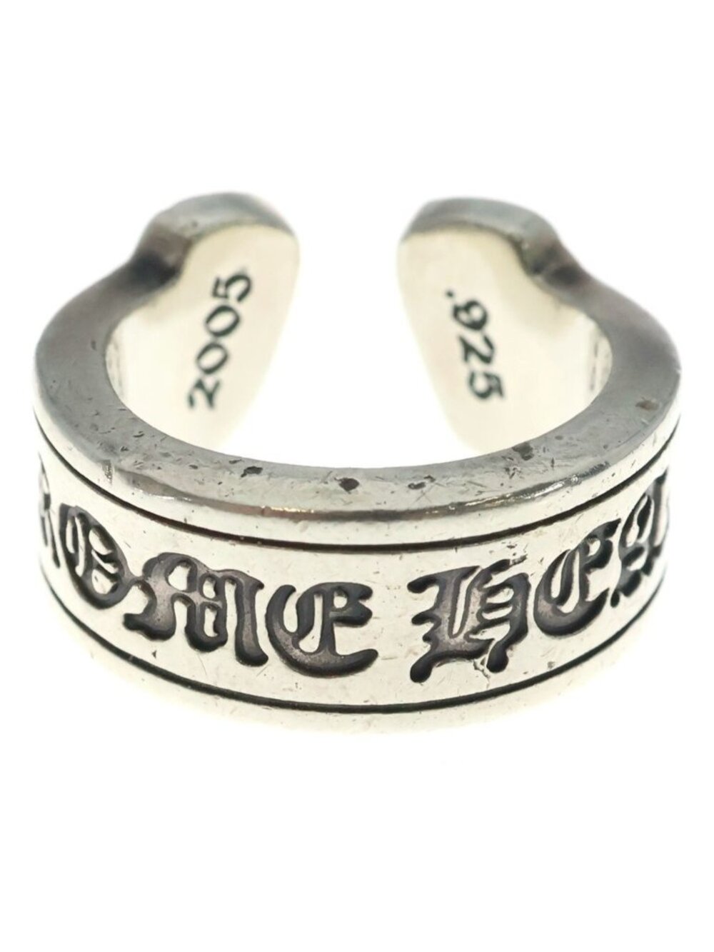 Chrome Hearts LG Scroll Label Large Ring 925 Sterling Silver